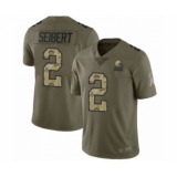 Men's Cleveland Browns #2 Austin Seibert Limited Olive Camo 2017 Salute to Service Football Jersey