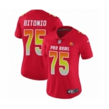 Women's Cleveland Browns #75 Joel Bitonio Limited Red AFC 2019 Pro Bowl Football Jersey