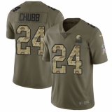 Men's Nike Cleveland Browns #24 Nick Chubb Limited Olive Camo 2017 Salute to Service NFL Jersey