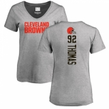 NFL Women's Nike Cleveland Browns #92 Chad Thomas Ash Backer V-Neck T-Shirt