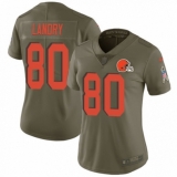 Women's Nike Cleveland Browns #80 Jarvis Landry Limited Olive 2017 Salute to Service NFL Jersey