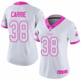 Women's Nike Cleveland Browns #38 T. J. Carrie Limited White/Pink Rush Fashion NFL Jersey