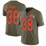 Men's Nike Cleveland Browns #38 T. J. Carrie Limited Olive 2017 Salute to Service NFL Jersey