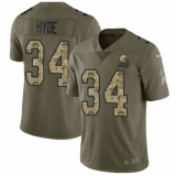 Youth Nike Cleveland Browns #34 Carlos Hyde Limited Olive/Camo 2017 Salute to Service NFL Jersey