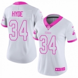 Women's Nike Cleveland Browns #34 Carlos Hyde Limited White/Pink Rush Fashion NFL Jersey