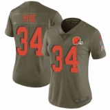 Women's Nike Cleveland Browns #34 Carlos Hyde Limited Olive 2017 Salute to Service NFL Jersey
