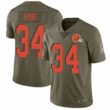 Youth Nike Cleveland Browns #34 Carlos Hyde Limited Olive 2017 Salute to Service NFL Jersey