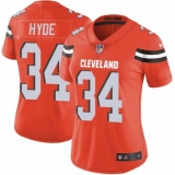 Women's Nike Cleveland Browns #34 Carlos Hyde Orange Alternate Vapor Untouchable Limited Player NFL Jersey