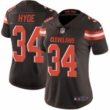 Women's Nike Cleveland Browns #34 Carlos Hyde Brown Team Color Vapor Untouchable Limited Player NFL Jersey