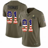 Youth Nike Cleveland Browns #91 Chad Thomas Limited Olive/USA Flag 2017 Salute to Service NFL Jersey