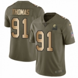 Men's Nike Cleveland Browns #91 Chad Thomas Limited Olive/Gold 2017 Salute to Service NFL Jersey