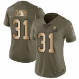 Women's Nike Cleveland Browns #31 Nick Chubb Limited Olive/Gold 2017 Salute to Service NFL Jersey