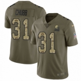 Youth Nike Cleveland Browns #31 Nick Chubb Limited Olive/Camo 2017 Salute to Service NFL Jersey