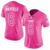 Women's Nike Cleveland Browns #6 Baker Mayfield Limited Pink Rush Fashion NFL Jersey