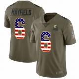 Youth Nike Cleveland Browns #6 Baker Mayfield Limited Olive USA Flag 2017 Salute to Service NFL Jersey