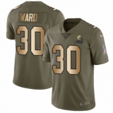 Youth Nike Cleveland Browns #30 Denzel Ward Limited Olive/Gold 2017 Salute to Service NFL Jersey