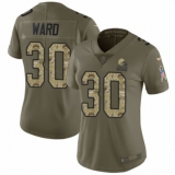 Women's Nike Cleveland Browns #30 Denzel Ward Limited Olive/Camo 2017 Salute to Service NFL Jersey