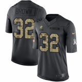 Men's Nike Cleveland Browns #32 Jim Brown Limited Black 2016 Salute to Service NFL Jersey