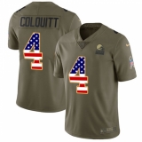 Men's Nike Cleveland Browns #4 Britton Colquitt Limited Olive/USA Flag 2017 Salute to Service NFL Jersey
