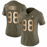 Women's Nike Cleveland Browns #98 Jamie Meder Limited Olive/Gold 2017 Salute to Service NFL Jersey