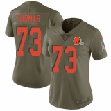 Women's Nike Cleveland Browns #73 Joe Thomas Limited Olive 2017 Salute to Service NFL Jersey