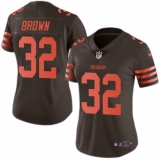 Women's Nike Cleveland Browns #32 Jim Brown Limited Brown Rush Vapor Untouchable NFL Jersey