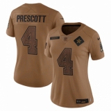 Women's Dallas Cowboys #4 Dak Prescott Nike Brown 2023 Salute To Service Limited Jersey
