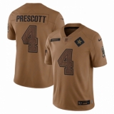 Men's Dallas Cowboys #4 Dak Prescott Nike Brown 2023 Salute To Service Limited Jersey