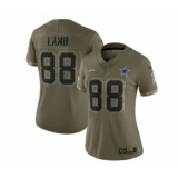 Women's Nike Dallas Cowboys #88 CeeDee Lamb 2022 Olive Salute To Service Limited Stitched Jersey