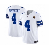 Men's Nike Dallas Cowboys #4 Dak Prescott White 2023 F.U.S.E. Walter Payton Vapor Limited Football Stitched Jersey