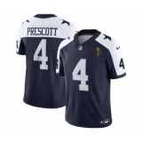 Men's Nike Dallas Cowboys #4 Dak Prescott Navy 2023 F.U.S.E. Walter Payton Thanksgiving Limited Football Stitched Jersey