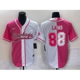 Men's Nike Dallas Cowboys #88 CeeDee Lamb Pink White Two Tone Cool Base Stitched Baseball Jersey