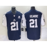 Men's Nike Dallas Cowboys #21 Stephon Gilmore Navy Thanksgiving 2023 F.U.S.E. Stitched Football Jersey