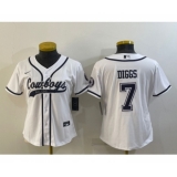 Women's Dallas Cowboys #7 Trevon Diggs White With Patch Cool Base Stitched Baseball Jersey