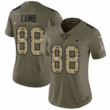 Women's Dallas Cowboys #88 CeeDee Lamb Olive Camo Stitched Limited 2017 Salute To Service Jersey
