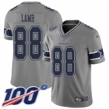Youth Dallas Cowboys #88 CeeDee Lamb Gray Stitched Limited Inverted Legend 100th Season Jersey