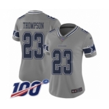 Women's Dallas Cowboys #23 Darian Thompson Limited Gray Inverted Legend 100th Season Football Jersey