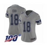 Women's Dallas Cowboys #18 Randall Cobb Limited Gray Inverted Legend 100th Season Football Jersey