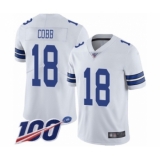Men's Dallas Cowboys #18 Randall Cobb White Vapor Untouchable Limited Player 100th Season Football Jersey