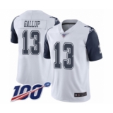 Men's Dallas Cowboys #13 Michael Gallup Limited White Rush Vapor Untouchable 100th Season Football Jersey