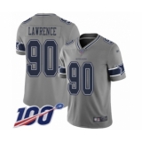 Youth Dallas Cowboys #90 DeMarcus Lawrence Limited Gray Inverted Legend 100th Season Football Jersey