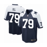 Men's Dallas Cowboys #79 Trysten Hill Game Navy Blue Throwback Alternate Football Jersey