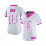 Women's Dallas Cowboys #18 Randall Cobb Limited White Pink Rush Fashion Football Jersey