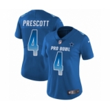 Women's Dallas Cowboys #4 Dak Prescott Limited Royal Blue NFC 2019 Pro Bowl Football Jersey