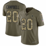 Youth Nike Dallas Cowboys #20 Ibraheim Campbell Limited Olive Camo 2017 Salute to Service NFL Jersey