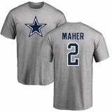 NFL Nike Dallas Cowboys #2 Brett Maher Ash Name & Number Logo T-Shirt