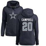 NFL Women's Nike Dallas Cowboys #20 Ibraheim Campbell Navy Blue Name & Number Logo Pullover Hoodie