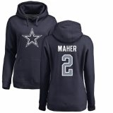 NFL Women's Nike Dallas Cowboys #2 Brett Maher Navy Blue Name & Number Logo Pullover Hoodie
