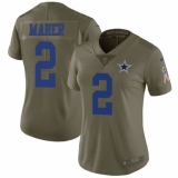 Women's Nike Dallas Cowboys #2 Brett Maher Limited Olive 2017 Salute to Service NFL Jersey