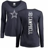 NFL Women's Nike Dallas Cowboys #20 Ibraheim Campbell Navy Blue Backer Slim Fit Long Sleeve T-Shirt
